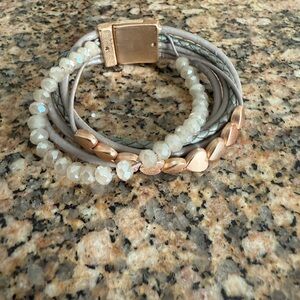 Elegant Gray and Gold Beaded Bracelet